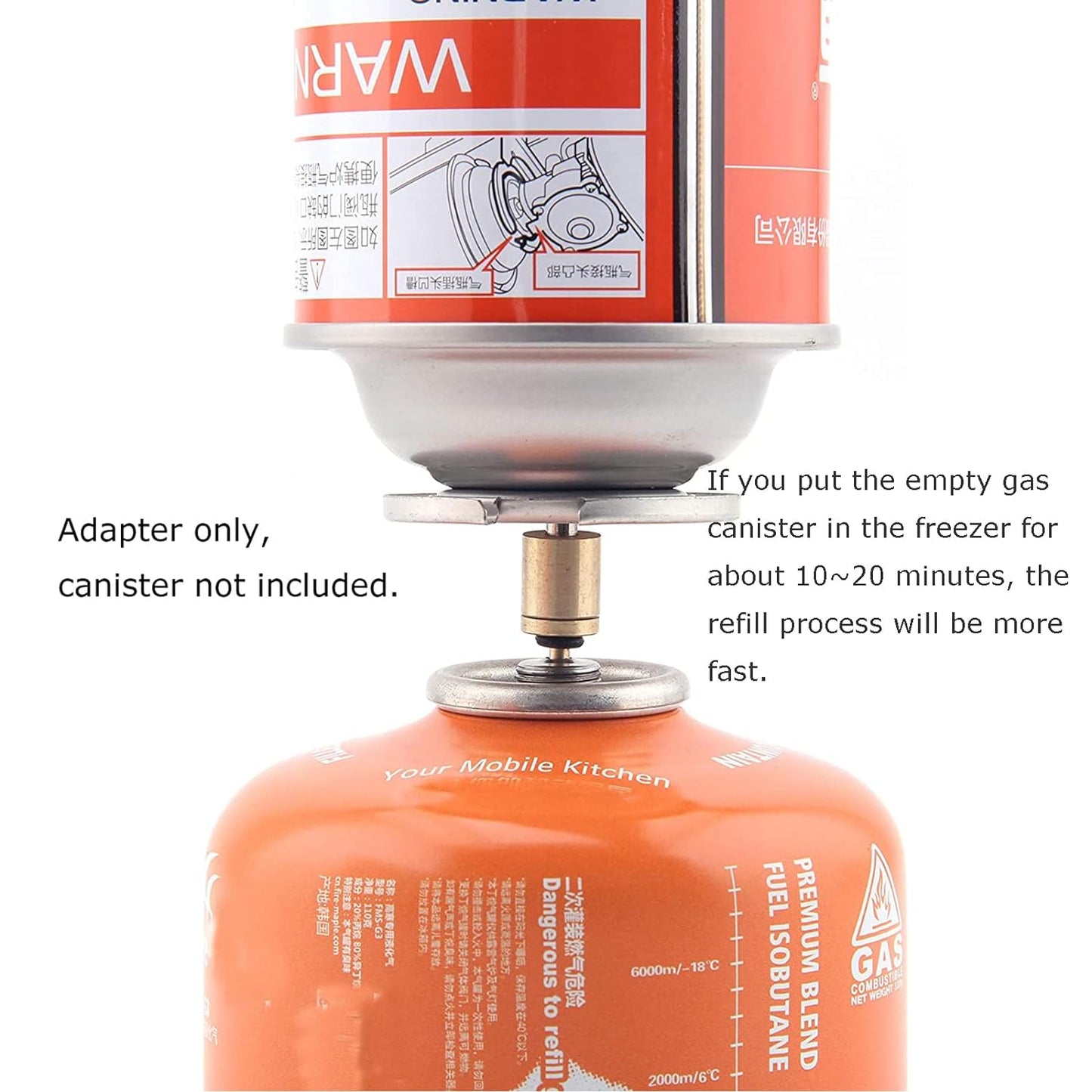 FLYTOP Alpine Butane Gas Refilling Adapter Brass, Alpine Camping Stove Butane Gas Cartridge Refiller