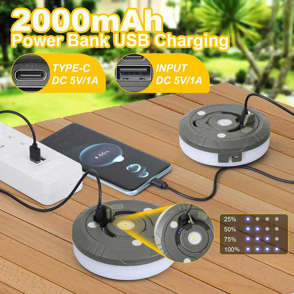 Camping Light  10M Windable Camping Lights String with 8 Modes, Warm and Colorful Light, USB C Rechargeable