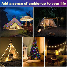 Camping Light  10M Windable Camping Lights String with 8 Modes, Warm and Colorful Light, USB C Rechargeable