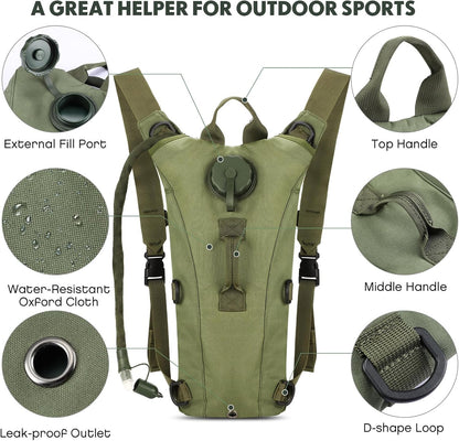 FLYTOP 3 LTR  Hydration Bladder Water Bag Pouch Backpack Hiking Camping Army Green
