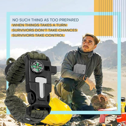 FLYTOP Tactical Adjustable paracord Bracelet with compass, flint and  whistle