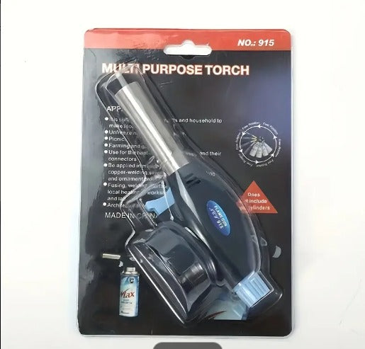 FLYTOP Stainless Steel Butane Gas Torch, Adjustable Flame Burner, Electronic Ignition Welding Gun, Emergency Fire Starter Tool