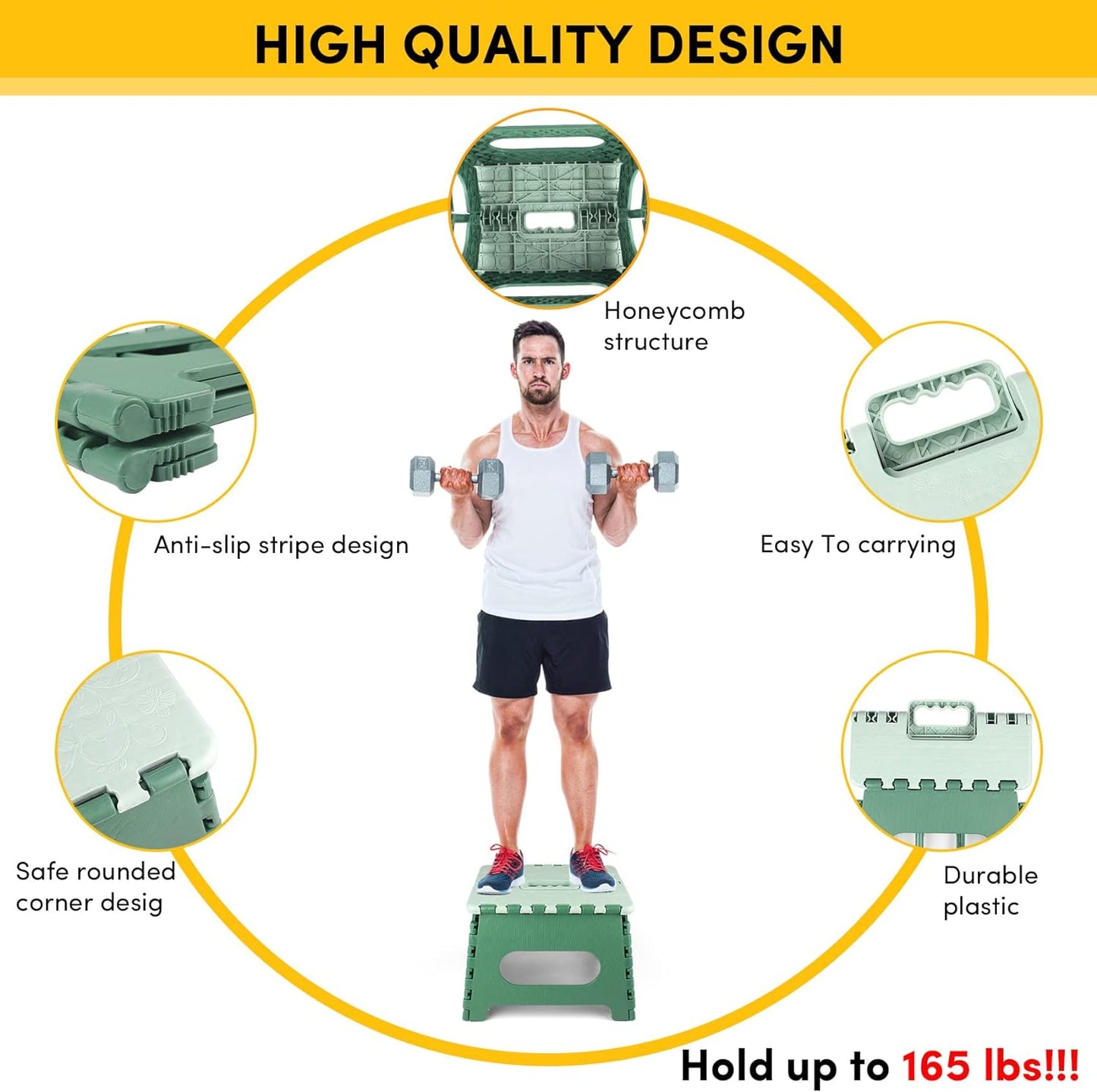 FLYTOP Folding Stool | Bathroom Stool | Travel Stool | Step Stool (1) 9" Height
