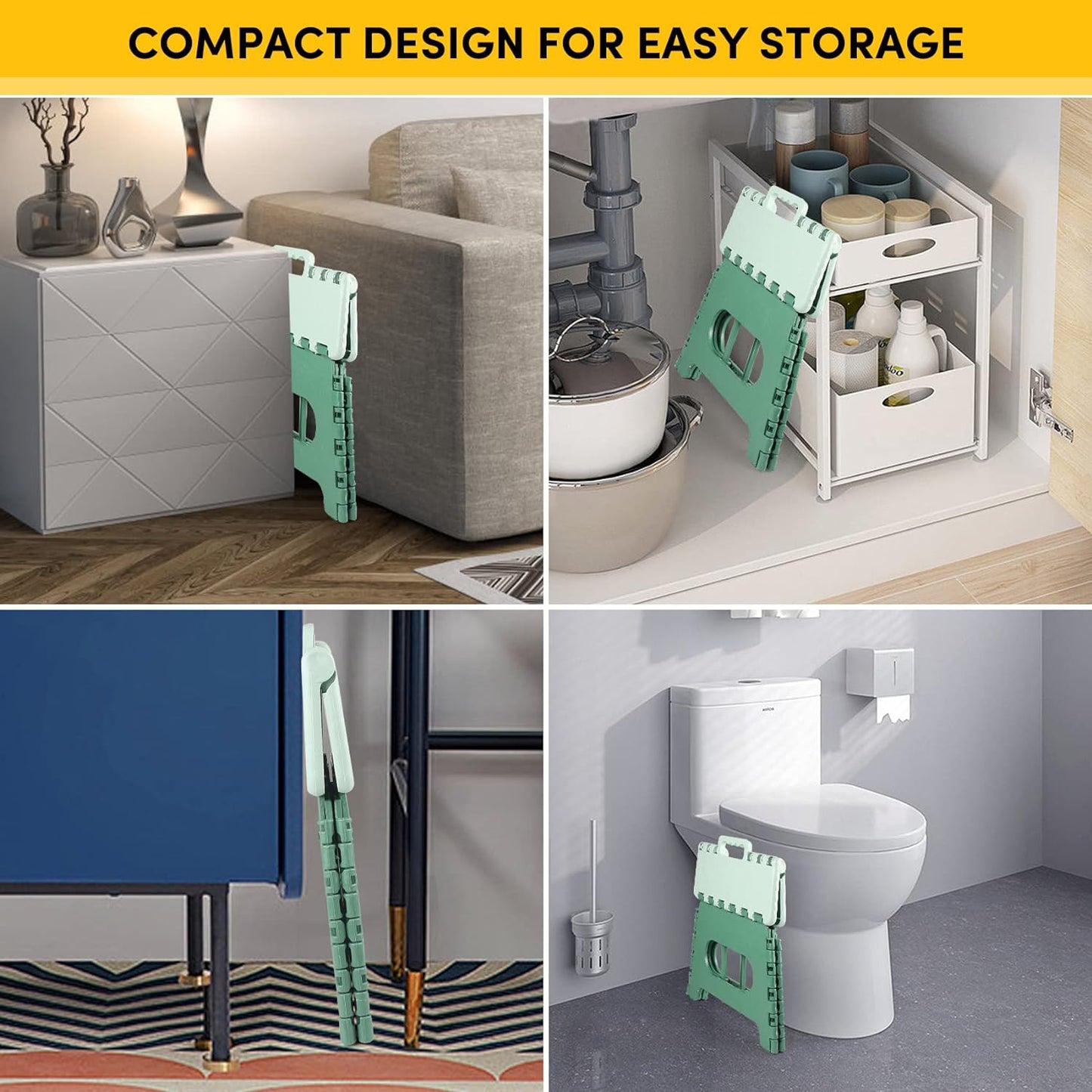 FLYTOP Folding Stool | Bathroom Stool | Travel Stool | Step Stool (1) 9" Height