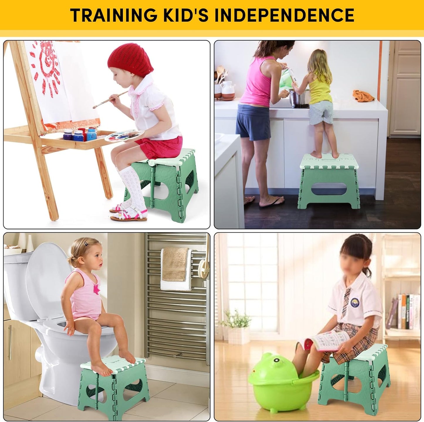FLYTOP Folding Stool | Bathroom Stool | Travel Stool | Step Stool (1) 9" Height