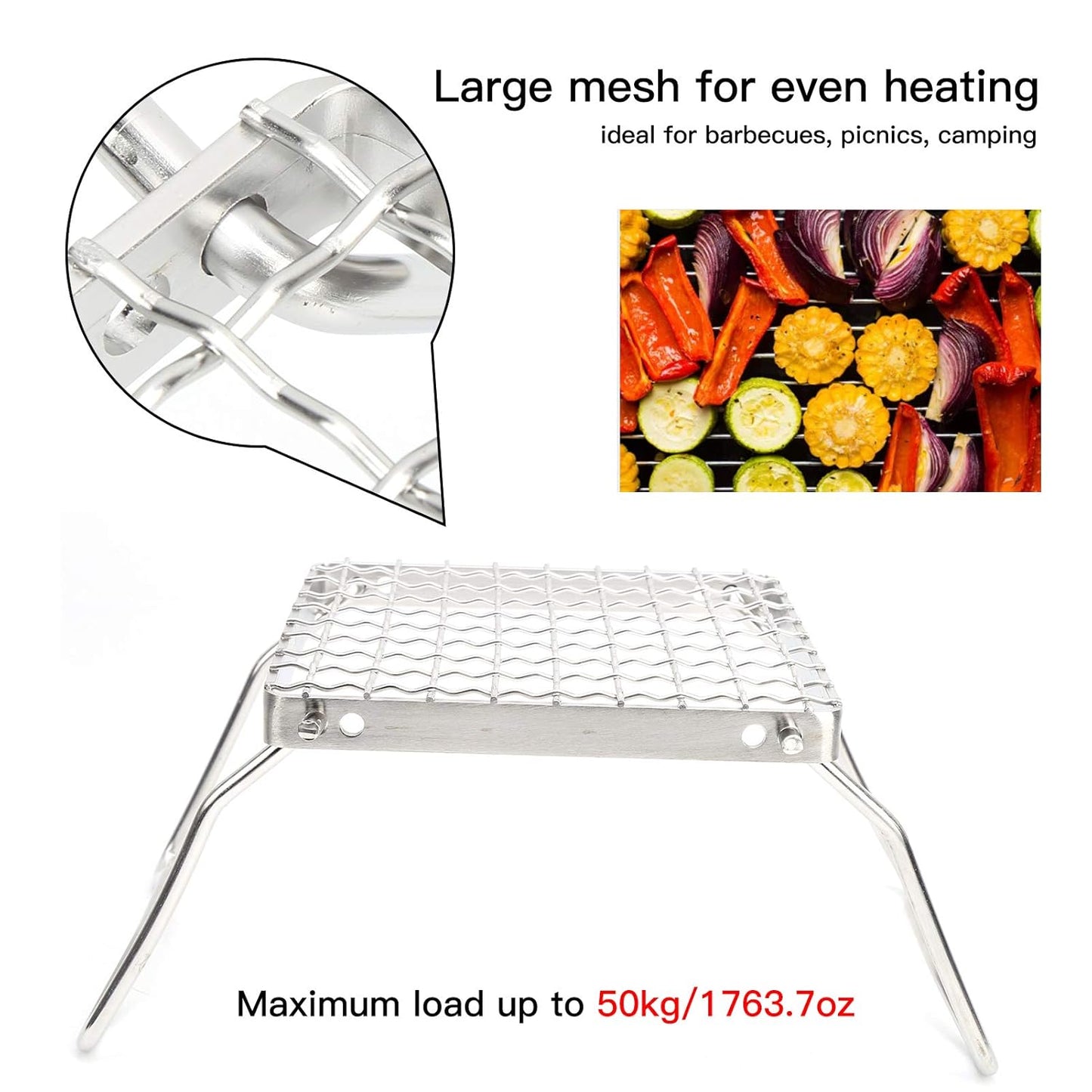 Campfire BBQ Grill Folding Rustproof Portable Stainless Steel BBQ Camping BBQ Pole Backpack