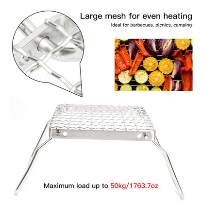 Campfire BBQ Grill Folding Rustproof Portable Stainless Steel BBQ Camping BBQ Pole Backpack