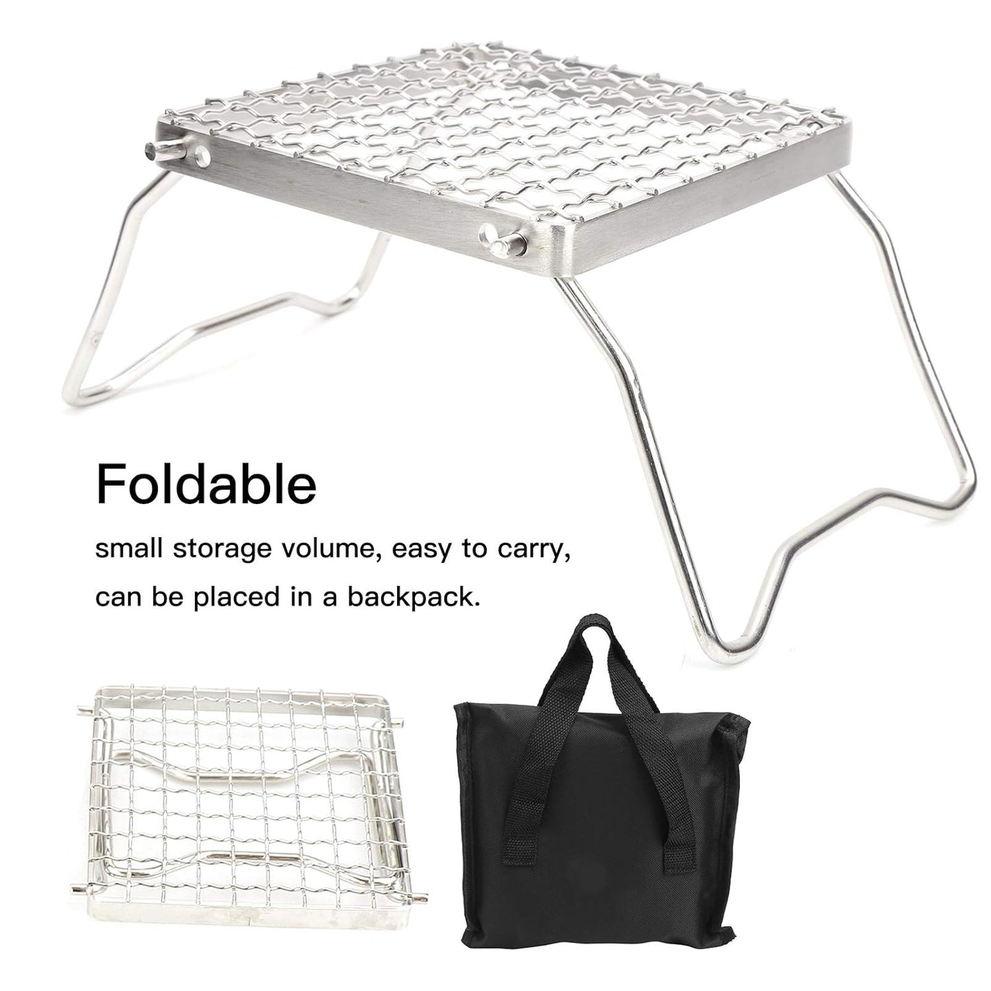 Campfire BBQ Grill Folding Rustproof Portable Stainless Steel BBQ Camping BBQ Pole Backpack