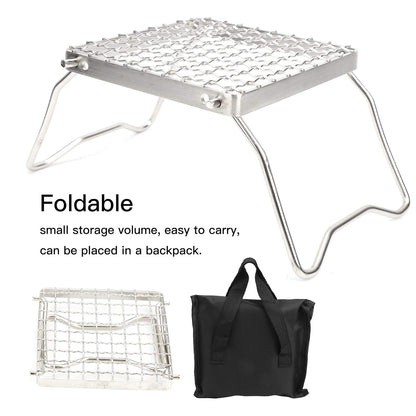 Campfire BBQ Grill Folding Rustproof Portable Stainless Steel BBQ Camping BBQ Pole Backpack