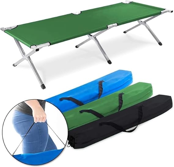 Folding Camping Cot Bed | Portable Beach Bed Cot, for Home, Office, Lawn, Picnic, Cαmping, Trαvel ( OLIVE GREEN )