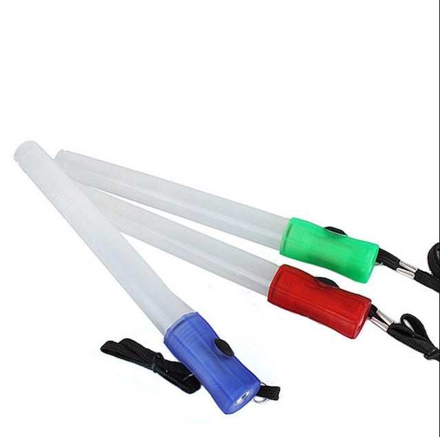 FLYTOP portable Outdoor Safety Traffic Control Rescue  4 in 1 LED Flashing Glow Stick Party Accessories  Lighted up Flashing Wand Light with Whistle