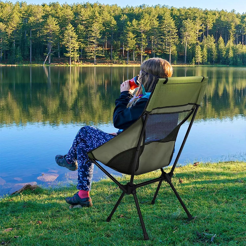 FLYTOP Portable Folding Camp Chairs for Garden Outdoor Backpacking Hiking Travel Picnic Fishing Beach green
