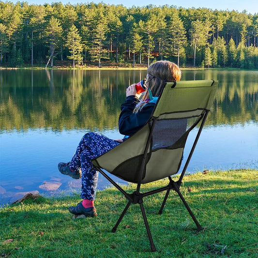 FLYTOP Portable Folding Camp Chairs for Garden Outdoor Backpacking Hiking Travel Picnic Fishing Beach green
