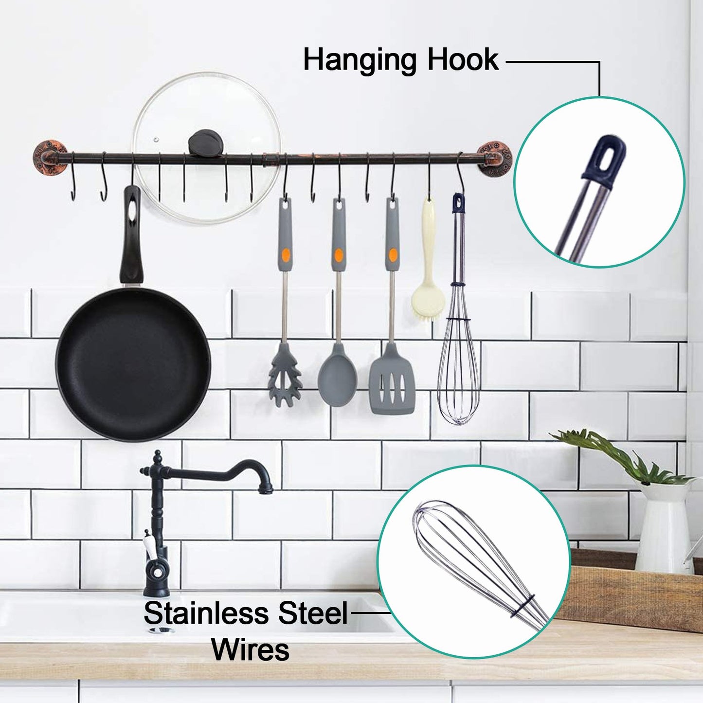 8-Inch Professional Stainless Steel Balloon Whisk | Egg Beater & Milk Frother