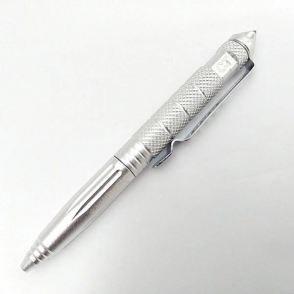 Professional Military Tactical EDC Full Heavy Duty Metal Body, Emergency Glass Breaker, Smooth Writing, Self Defense Pen.silver (Silver)