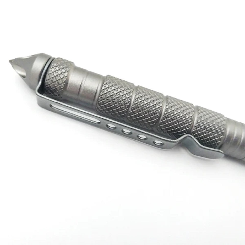 Professional Military Tactical EDC Full Heavy Duty Metal Body, Emergency Glass Breaker, Smooth Writing, Self Defense Pen.silver (Silver)