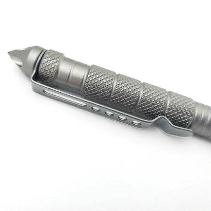 Professional Military Tactical EDC Full Heavy Duty Metal Body, Emergency Glass Breaker, Smooth Writing, Self Defense Pen.silver (Silver)