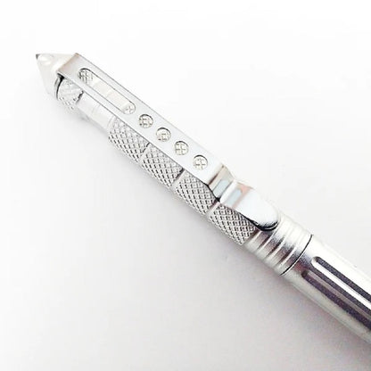 Professional Military Tactical EDC Full Heavy Duty Metal Body, Emergency Glass Breaker, Smooth Writing, Self Defense Pen.silver (Silver)