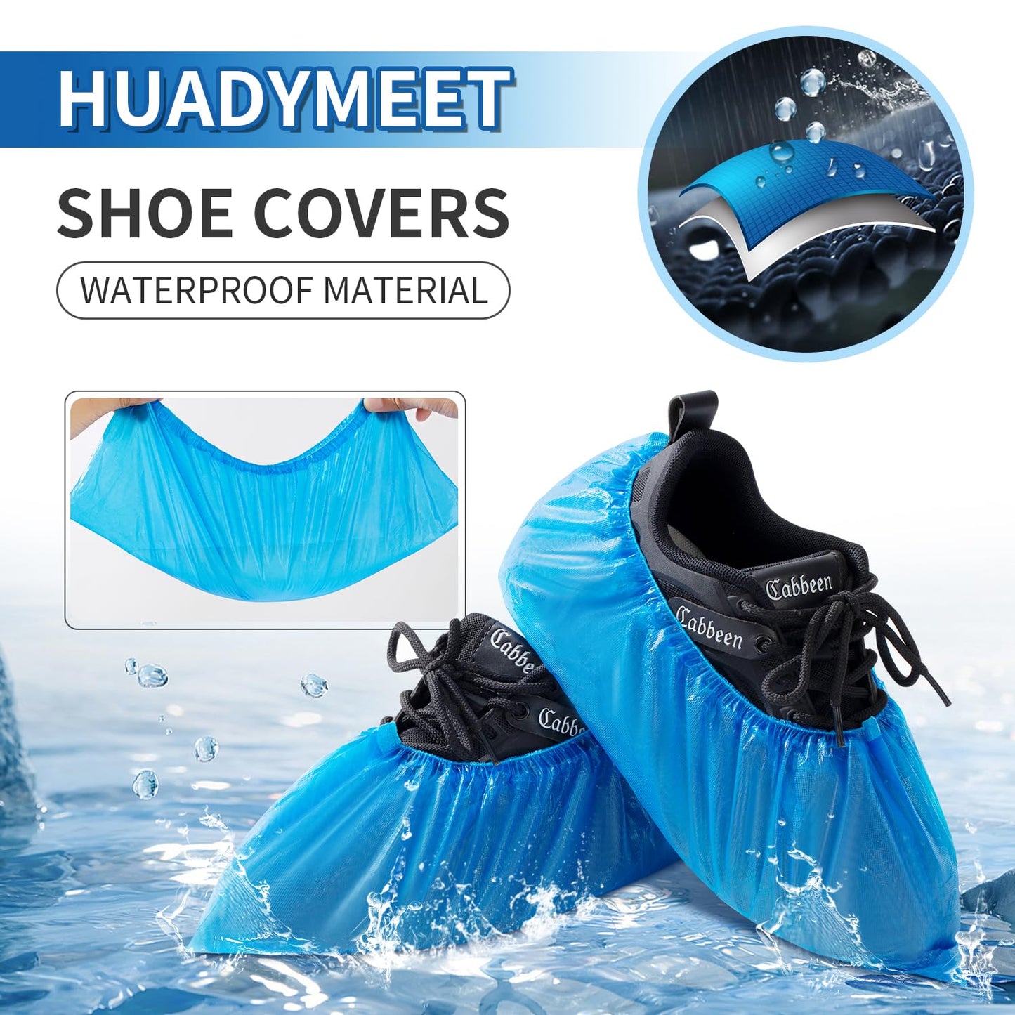 FLYTOP Disposable Shoe Cover, Pack of 100 Pair Blue