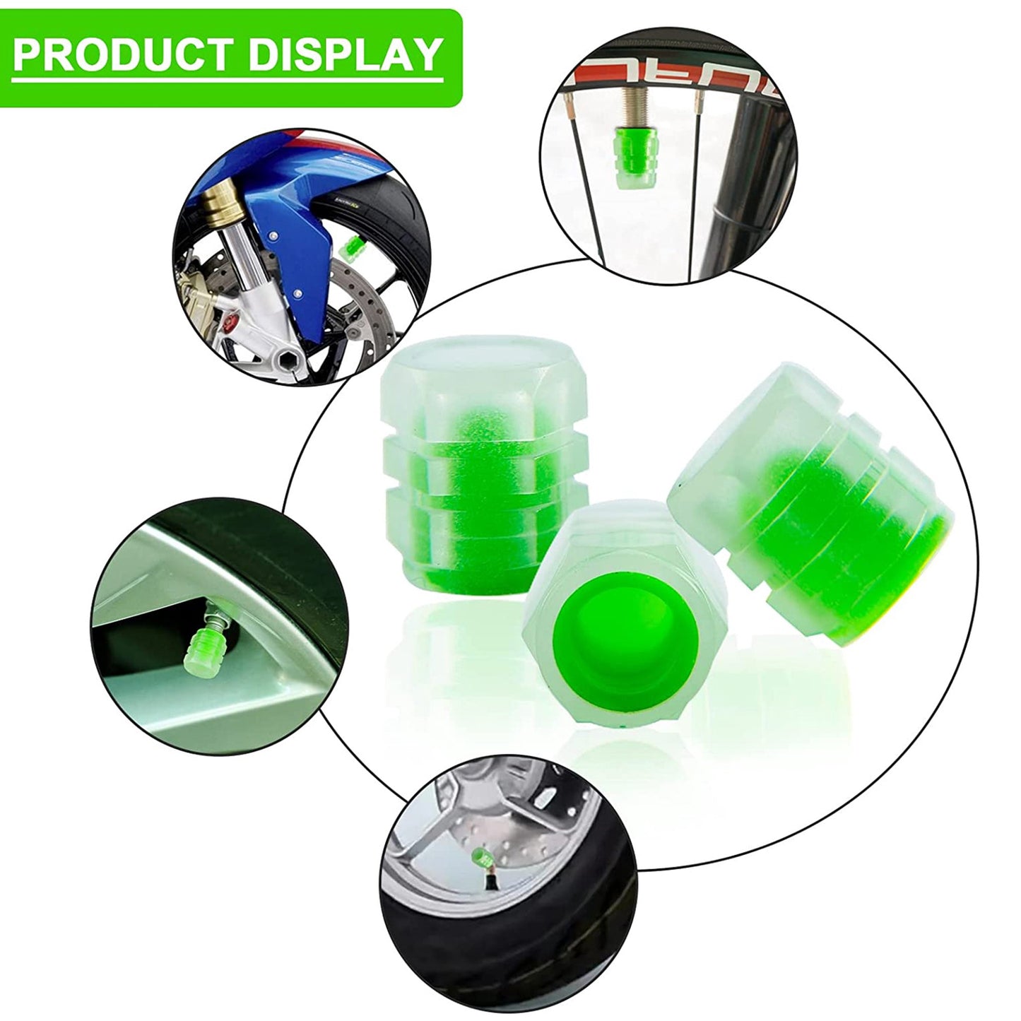 Fluorescent Car Tire Air Stem Covers – Anti-Corrosion & Easy-Grip