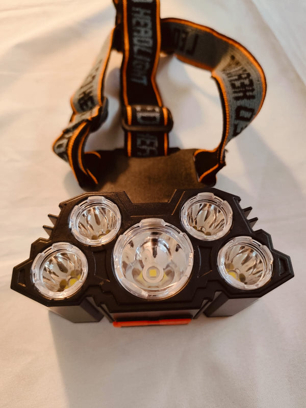 FLYTOP 5IN1 LED Headlamp Suitable for Camping, Trekking, Hiking, Cycling, labours Working in Mines
