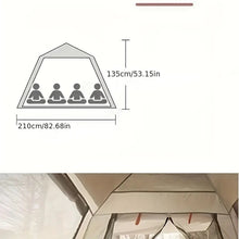 4-Person Waterproof Camping Tent, Large Windows and Doors, Enhanced Ventilation, Beige
