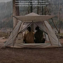 4-Person Waterproof Camping Tent, Large Windows and Doors, Enhanced Ventilation, Beige