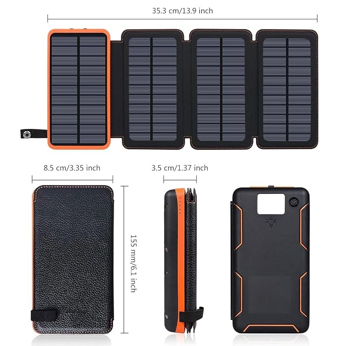 FLYTOP Solar Power Bank 20000Mah Lithium Battery | Solar Charging 5V/200mah Suitable for Charging Mobile Phone| Camera| Tablet etc