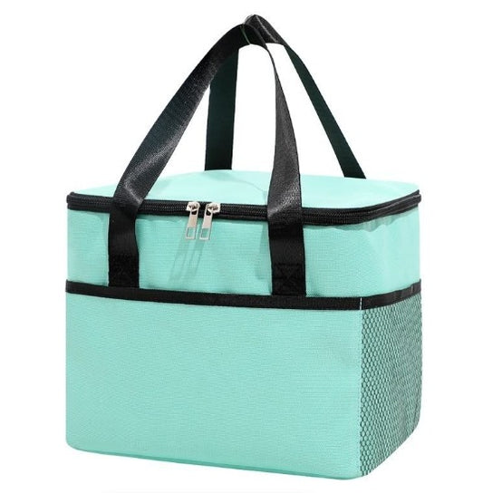 Insulated Lunch Cooler Bag, 2-Tier Design, multicolor, Mesh Side Pocket, Dual Carry Handles