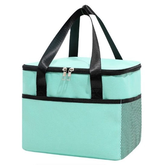 Insulated Lunch Cooler Bag, 2-Tier Design, multicolor, Mesh Side Pocket, Dual Carry Handles