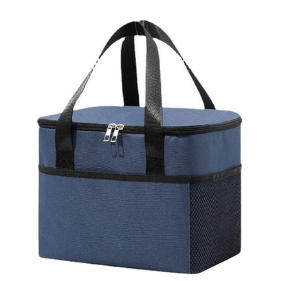Insulated Lunch Cooler Bag, 2-Tier Design, multicolor, Mesh Side Pocket, Dual Carry Handles