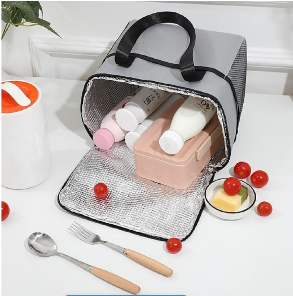 Insulated Lunch Cooler Bag, 2-Tier Design, multicolor, Mesh Side Pocket, Dual Carry Handles