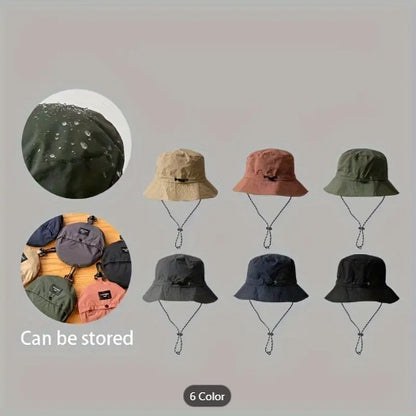 Foldable Fisherman Hat with Carry Pouch, Summer Outdoor Quick-Dry Waterproof Bucket Hat, Unisex UV Protection Boonie Hat Multicolour