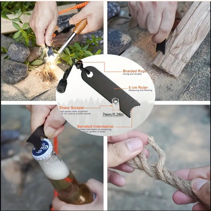FLYTOP 4.25 Inch Flint Fire Starter, Survival Ferro Rods Starter with Easy Grip Handle and Multifunction Striker, Waterproof Flint Fire Can be Struck 15000 Times for Camping, Hiking