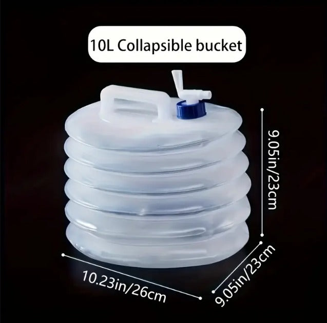 Foldable Water Container with Spigot,10 Liter, Portable Camping Storage, White