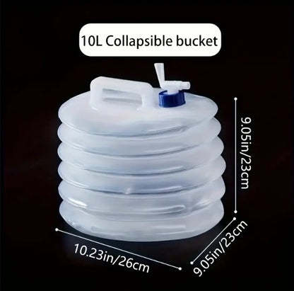 Foldable Water Container with Spigot,10 Liter, Portable Camping Storage, White