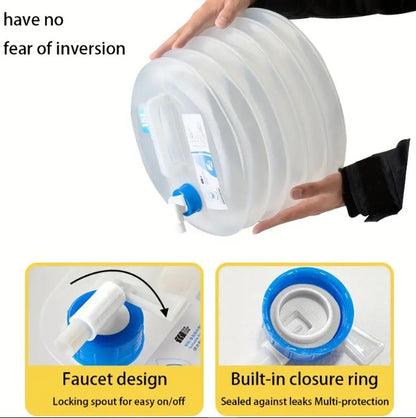 Foldable Water Container with Spigot,10 Liter, Portable Camping Storage, White