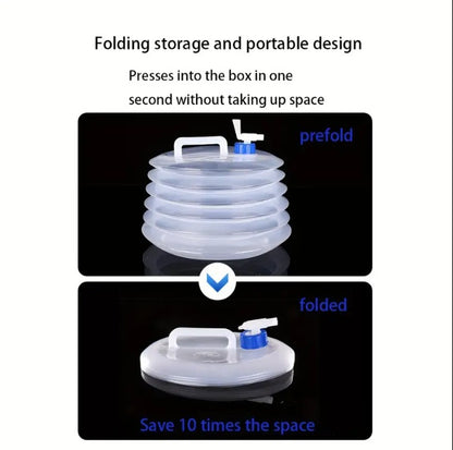 Foldable Water Container with Spigot, 10 Liter, Portable Camping Storage, White
