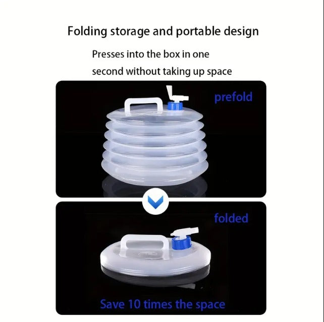 Foldable Water Container with Spigot,10 Liter, Portable Camping Storage, White