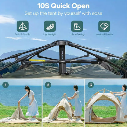 Instant Pop-Up Camping Tent for 2–3 People | Waterproof & UV-Protected Sun Shelter