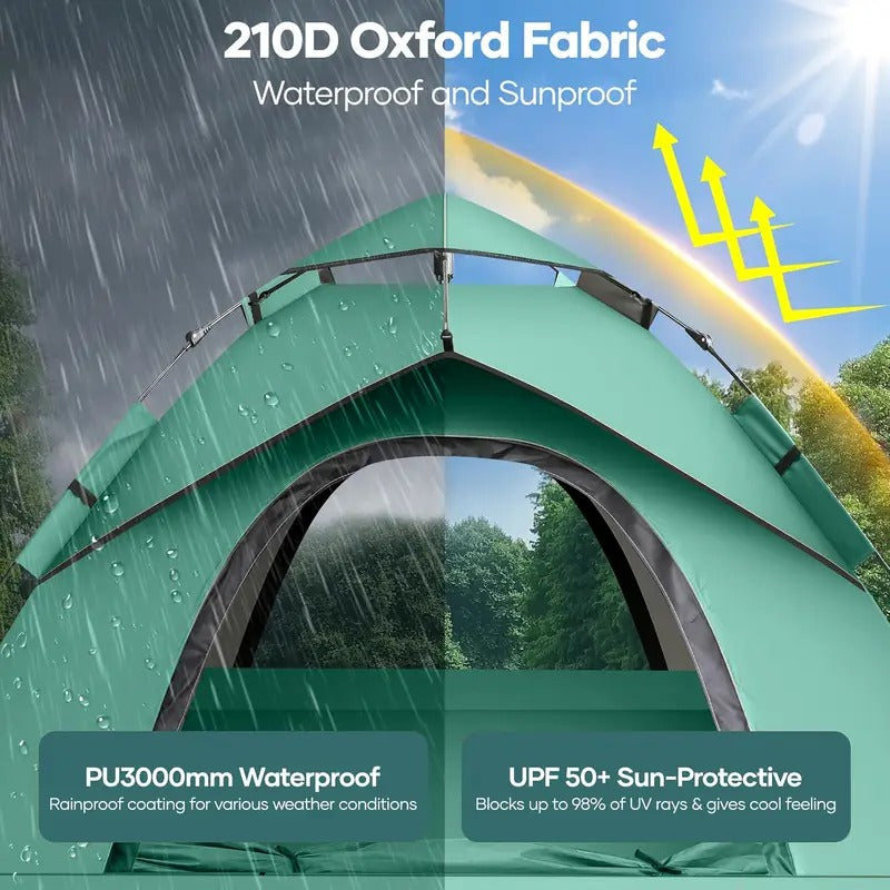 Instant Pop-Up Camping Tent for 2–3 People | Waterproof & UV-Protected Sun Shelter