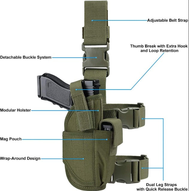 FLYTOP Tactical Leg pistol Holster for Hunting OLIVE GREEN .