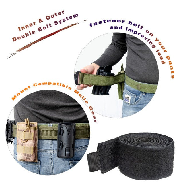 Tactical Molle Belt with Quick-Release Buckle by FLYTOP | Heavy-Duty Nylon Combat Belt (Green)