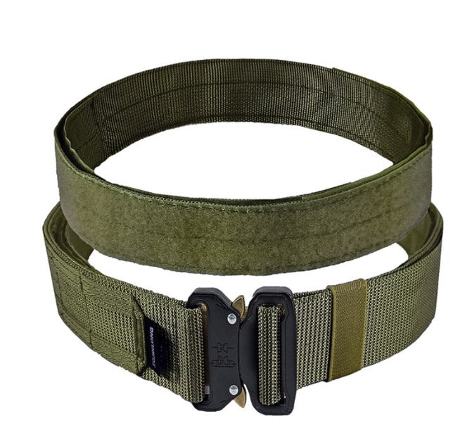 Tactical Molle Belt with Quick-Release Buckle by FLYTOP | Heavy-Duty Nylon Combat Belt (Green)