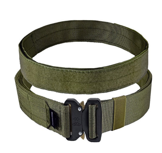 Tactical Molle Belt with Quick-Release Buckle by FLYTOP | Heavy-Duty Nylon Combat Belt (Green)