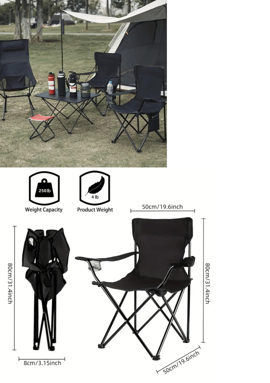 FLYTOP Heavy-Duty Foldable Camping Chair with Cup Holder & Carry Bag