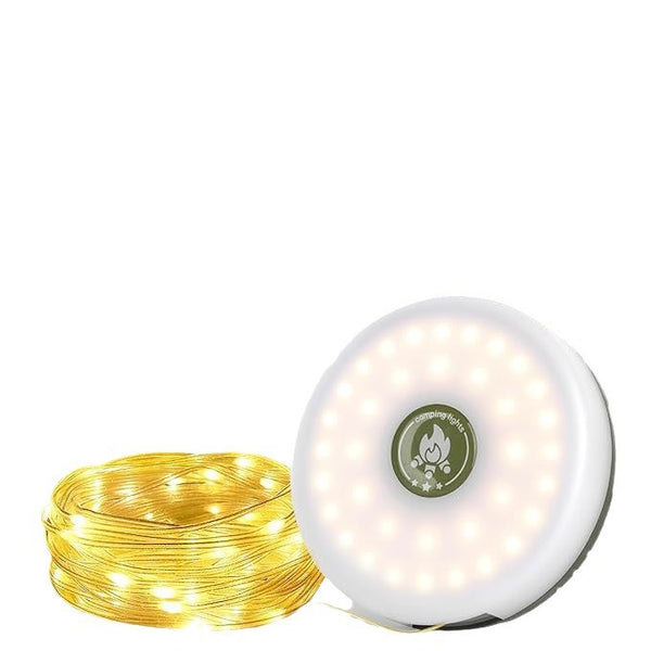 Camping Light  10M Windable Camping Lights String with 8 Modes, Warm and Colorful Light, USB C Rechargeable