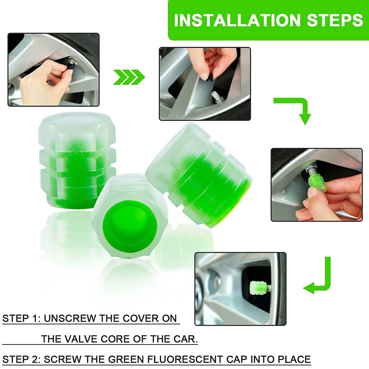 Fluorescent Car Tire Air Stem Covers – Anti-Corrosion & Easy-Grip