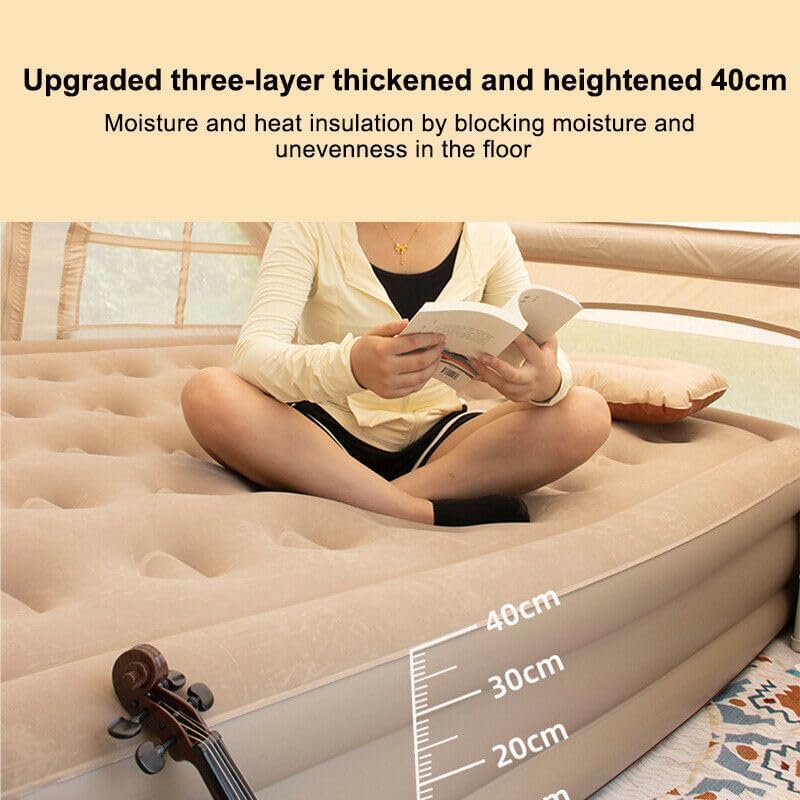 FLYTOP Inflatable Airbed with Built-in Rechargeable Pump Camping Twin Size Blow up Air Bed Mattress