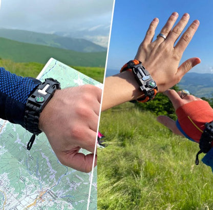 FLYTOP Tactical Adjustable paracord Bracelet with compass, flint and  whistle